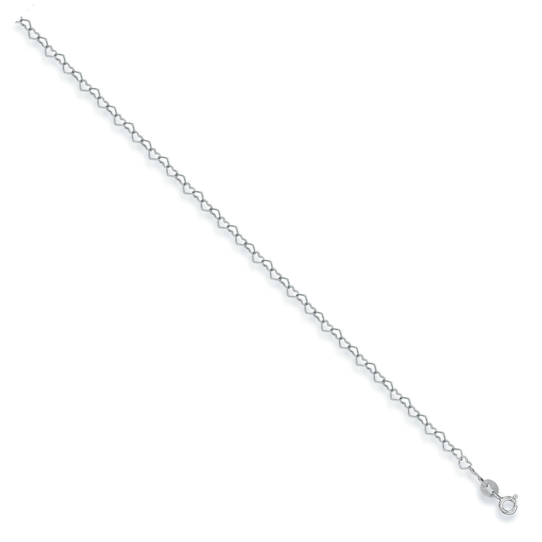 9ct White Gold Heart Shaped Anklet