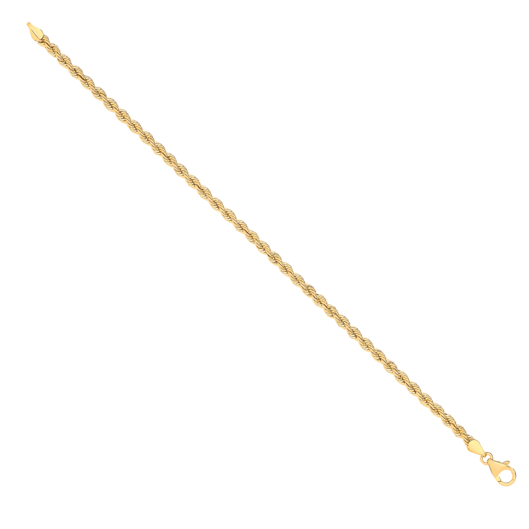 14ct Yellow Gold Hollow Rope 3.3mm Chain / Bracelet