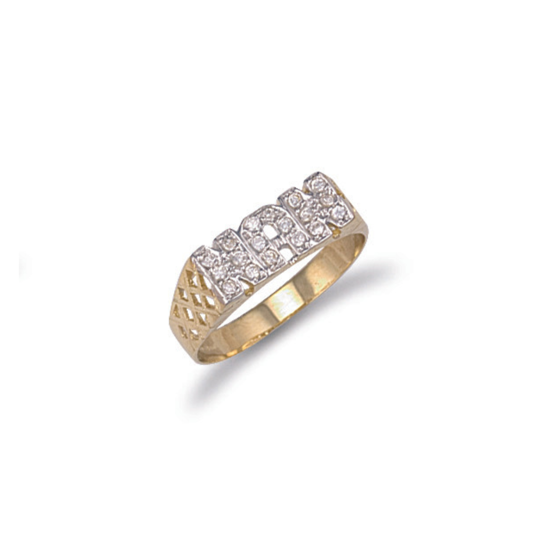 9ct Yellow Gold Cubic Zirconia Basket Sides NAN Ring