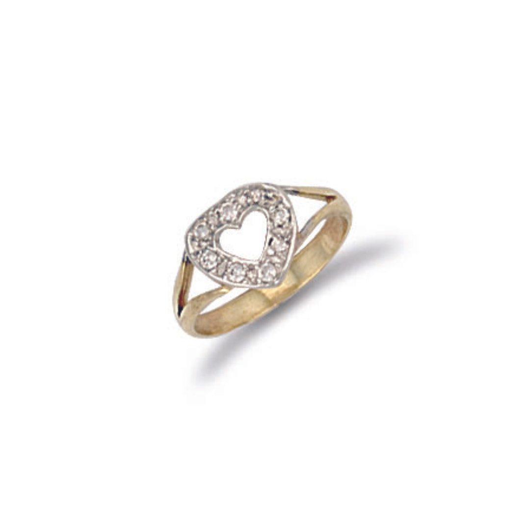 9ct Yellow Gold Cubic Zirconia Heart Baby Ring