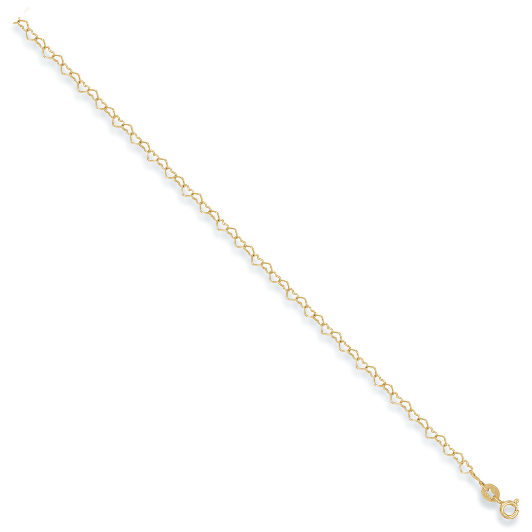 9ct Yellow Gold Heart Anklet