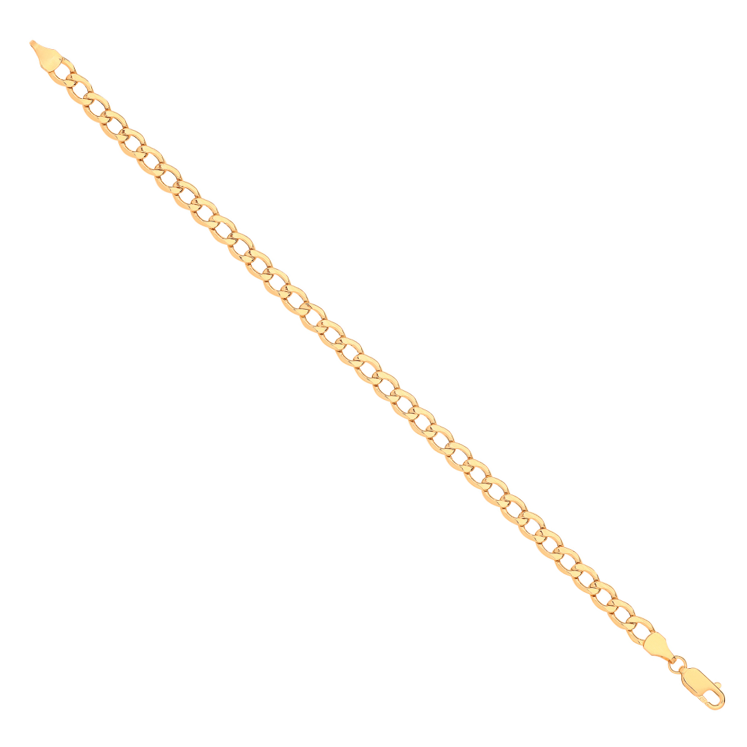 14ct Yellow Gold Hollow Bevelled Curb 5.0mm Chain / Bracelet