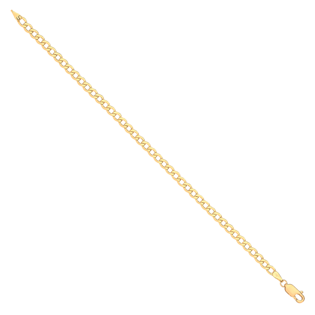 14ct Yellow Gold Hollow Bevelled Curb 4.0mm Chain / Bracelet