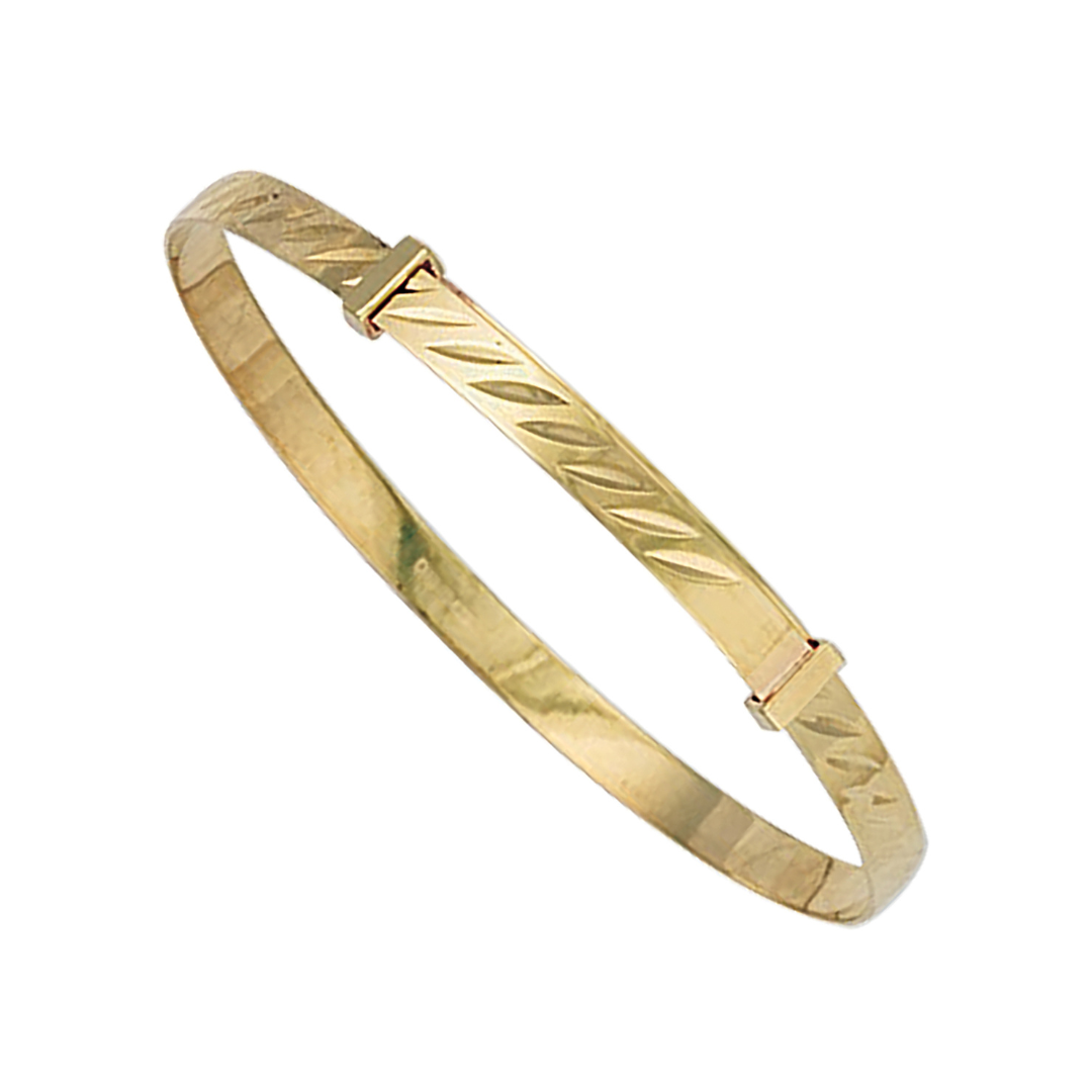 9ct Yellow Gold Diamond Cut Expandable Childs Bangle