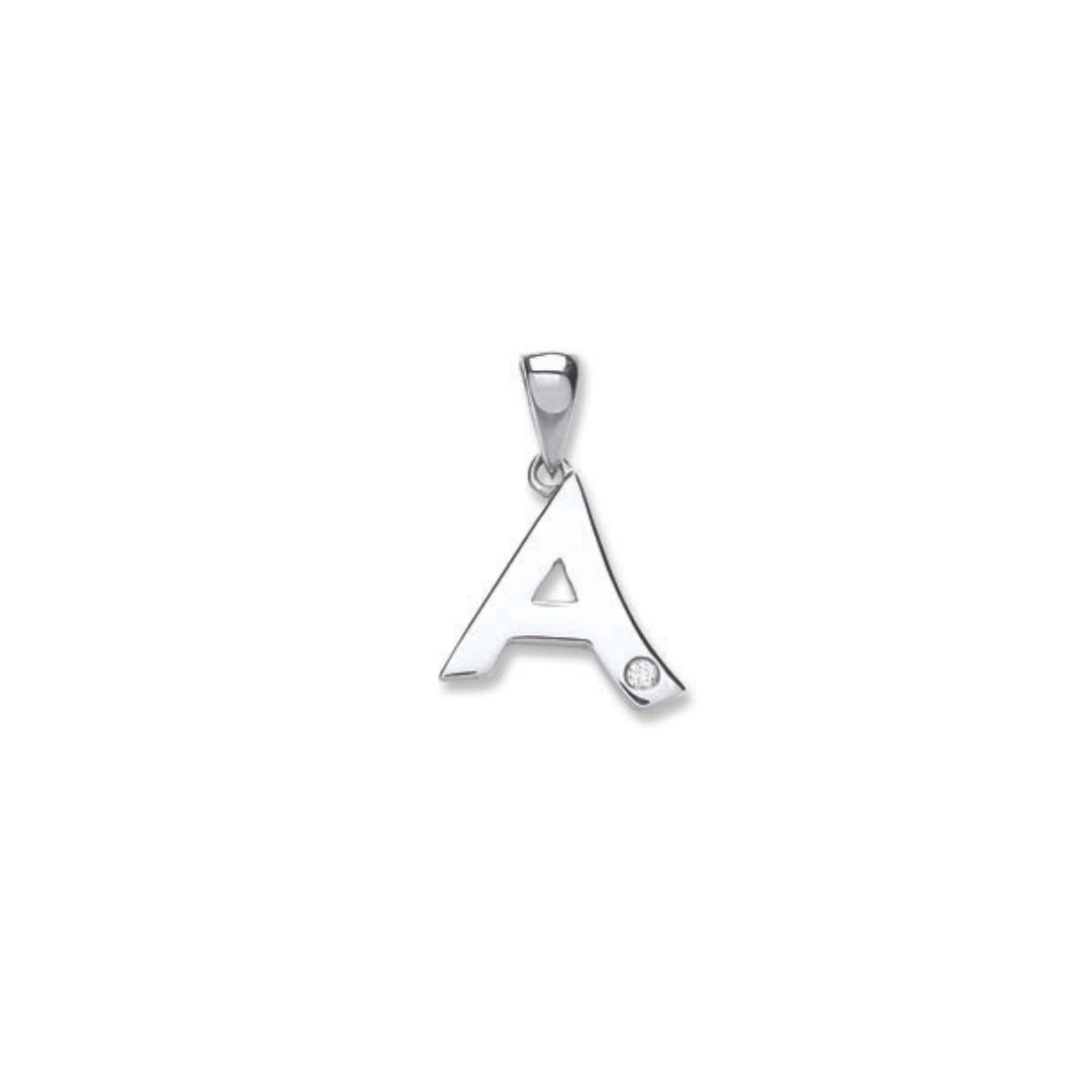 9ct White Gold 0.01ct Diamond Initial Pendants