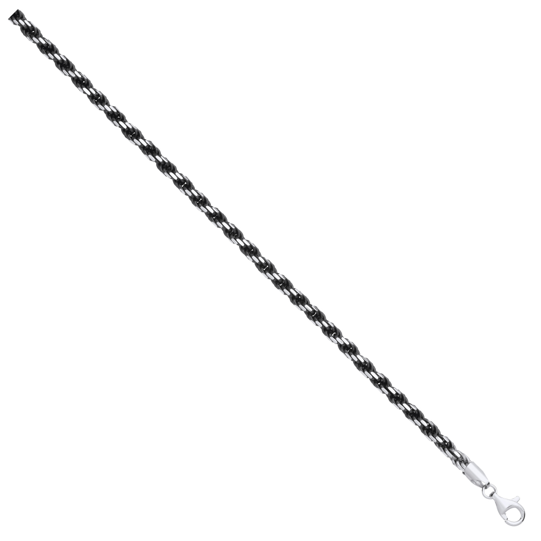 Ruthenium Plated 925 Sterling Silver 4.6mm Rope Chain