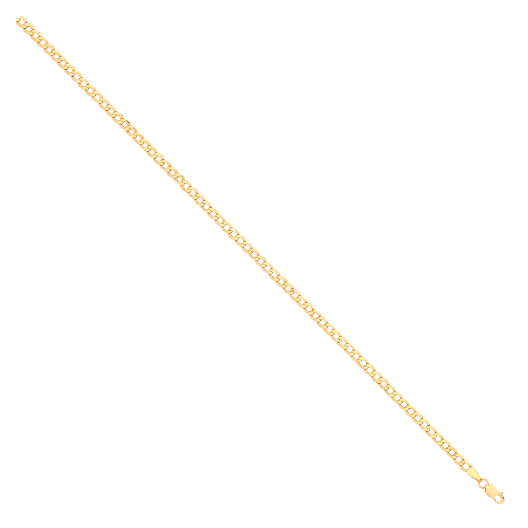 14ct Yellow Gold Hollow Bevelled Curb 3.5mm Chain