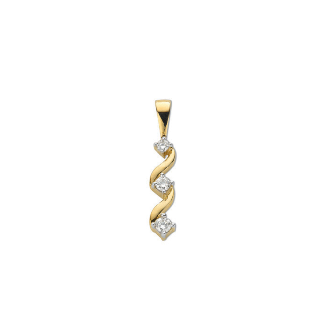 9ct Yellow Gold 0.15ct Diamond Trilogy Pendant