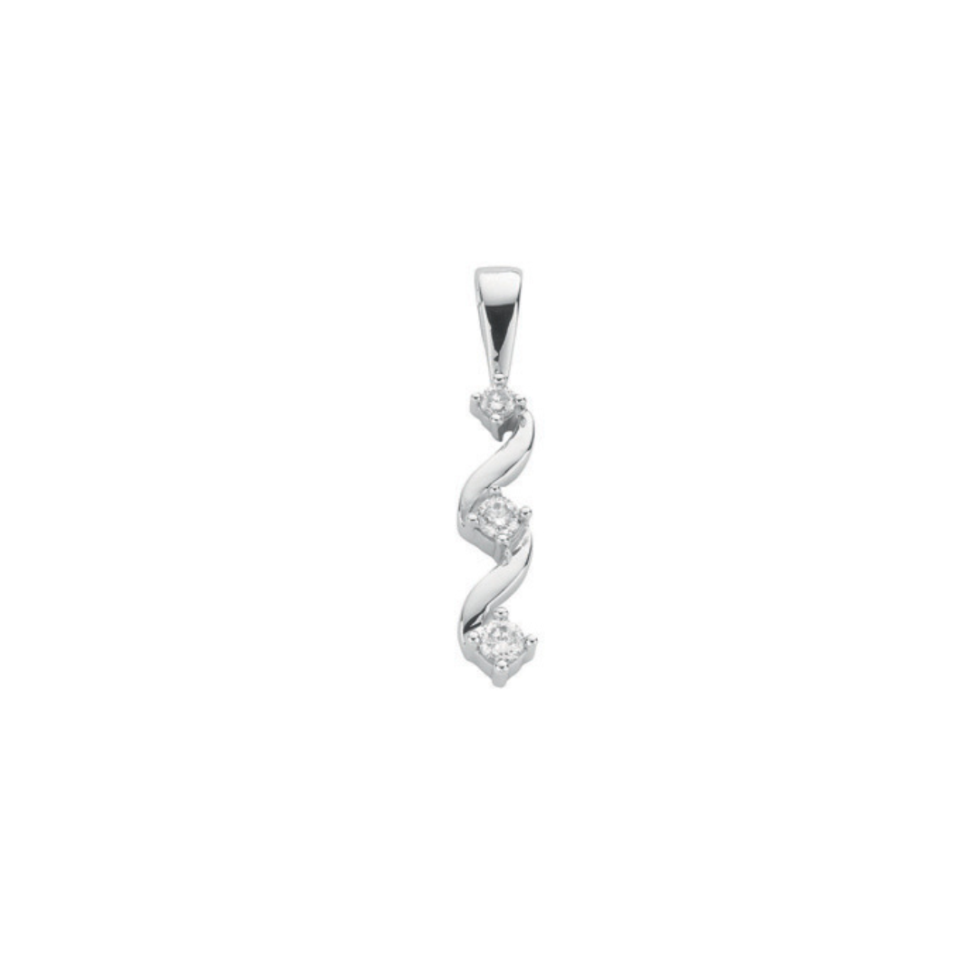 9ct White Gold 0.15ct Diamond Trilogy Pendant