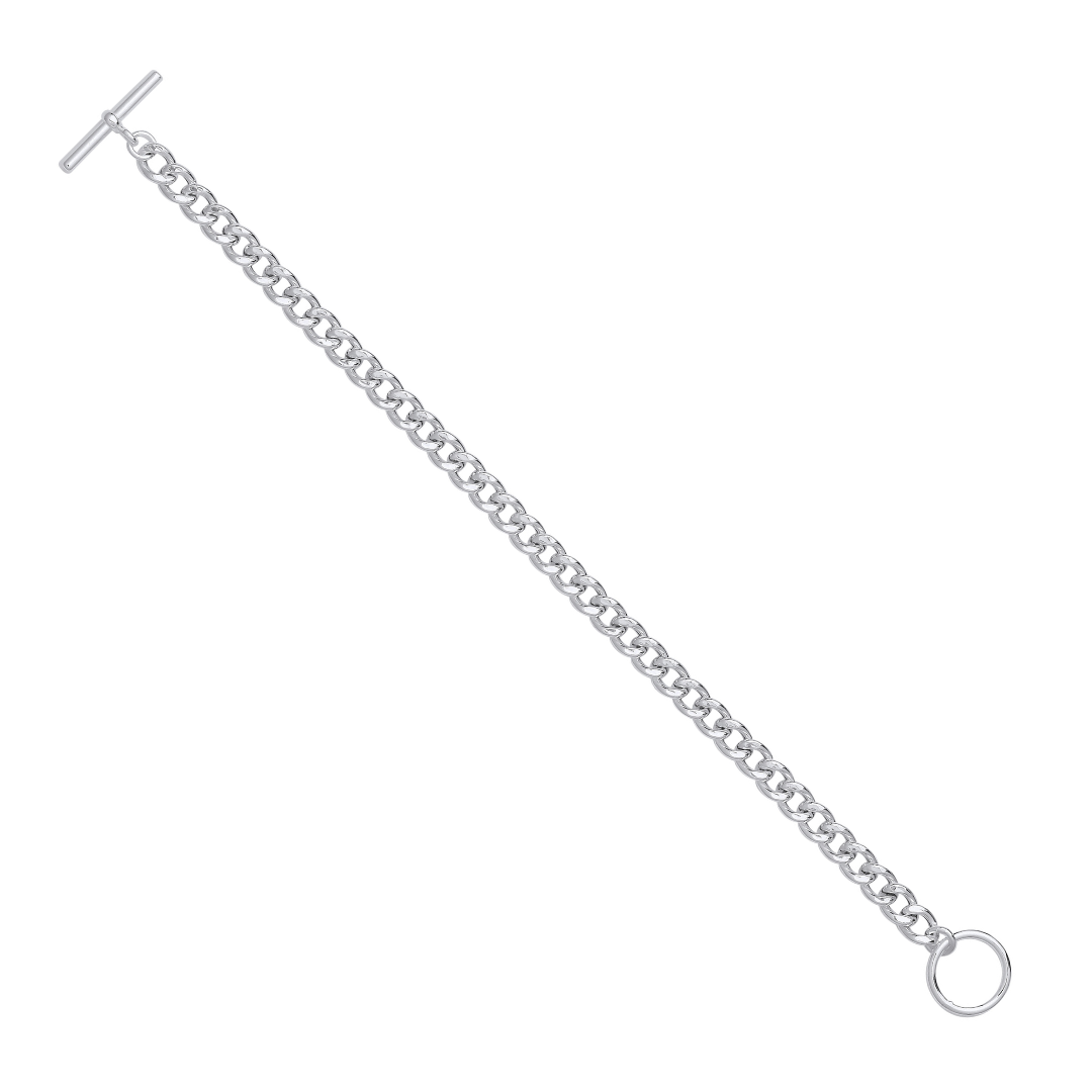 925 Sterling Silver T-Bar Curb Chain Necklace/Bracelet