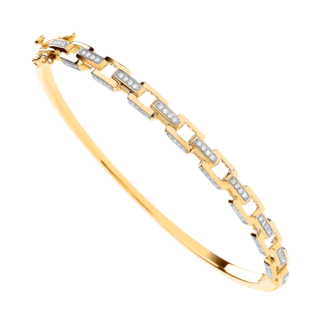 9ct Yellow Gold 0.50ct Diamond Bangle