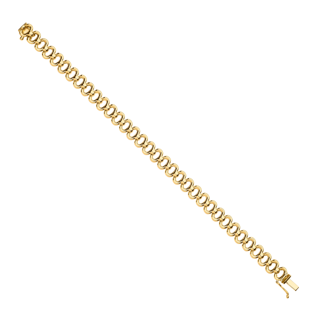 9ct Yellow Gold 8.0mm Fancy Link Ladies Bracelet