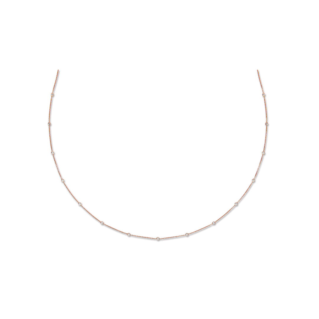 18ct Rose Gold 1.00ct Diamond by the yard Necklace (36in/91cm)