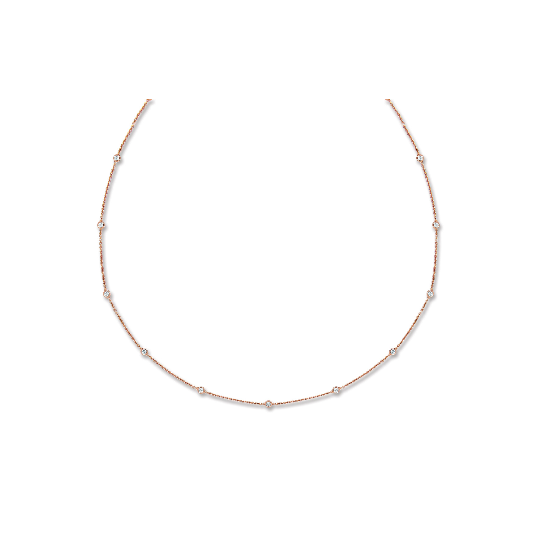 18ct Rose Gold 0.50ct Diamond by the yard Necklace (18in/45cm)