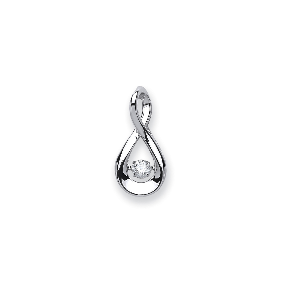 9ct White Gold 0.10ct Dancing Diamond Drop Pendant