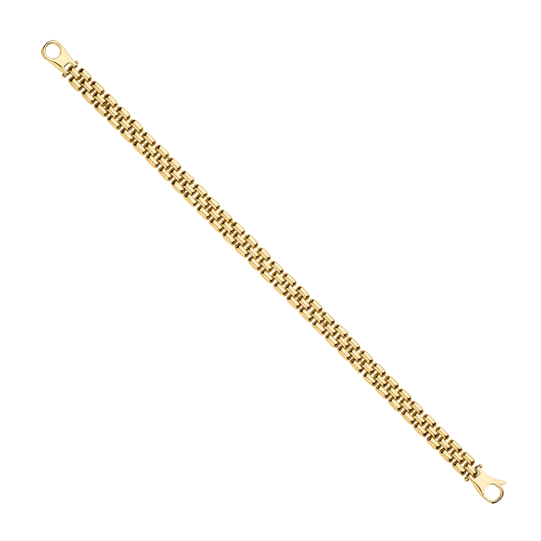 9ct Yellow Gold 6.4mm Panther Link Ladies Bracelet