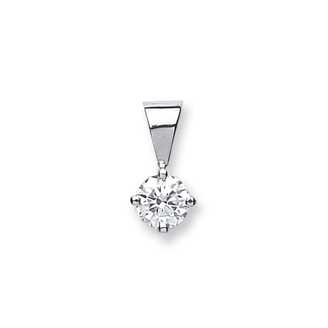 18ct White Gold 0.50ct Claw Set Diamond Solitaire Pendant