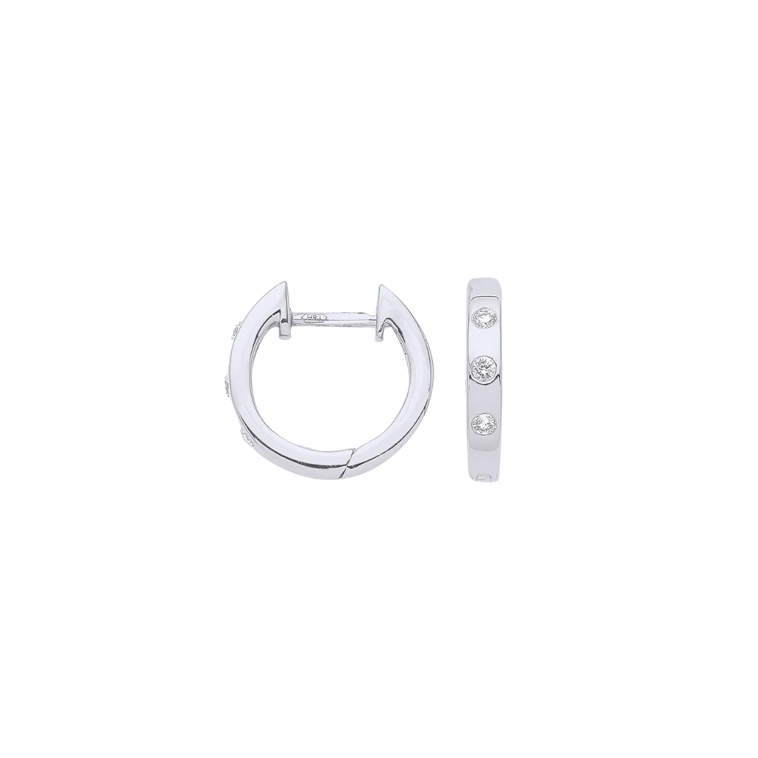 9ct White Gold 0.08ct Rubover Huggies