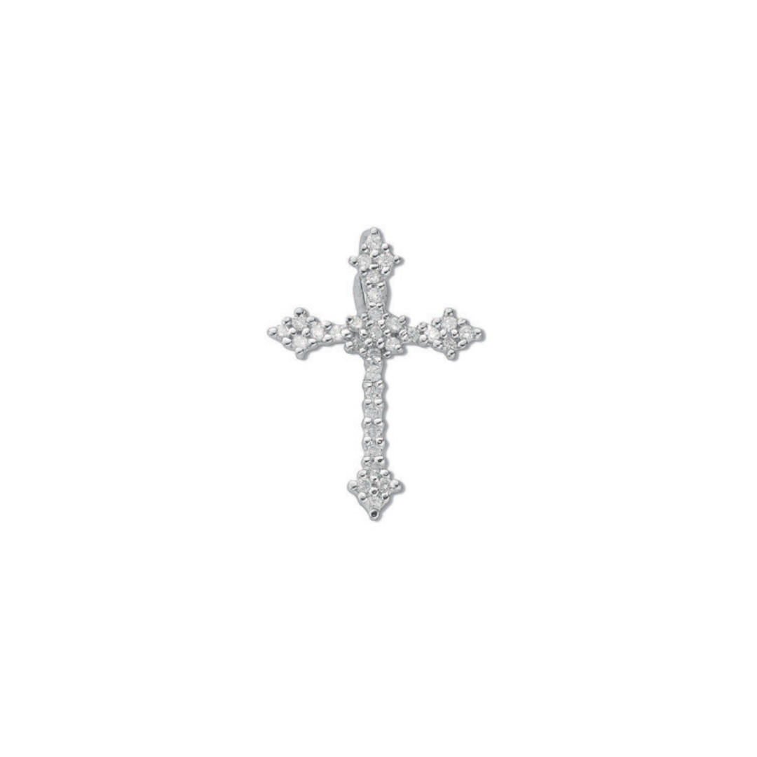 9ct White Gold 0.25ct Diamond Cross Pendant