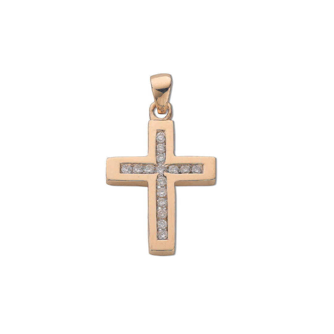 9ct Yellow Gold 0.32ct Diamond Cross Pendant