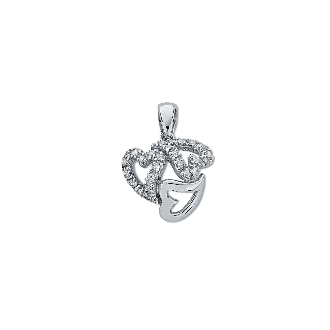 9ct White Gold 0.13ct Diamond Heart Pendant