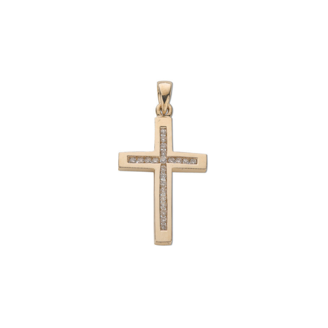 9ct Yellow Gold 0.35ct Diamond Cross Pendant