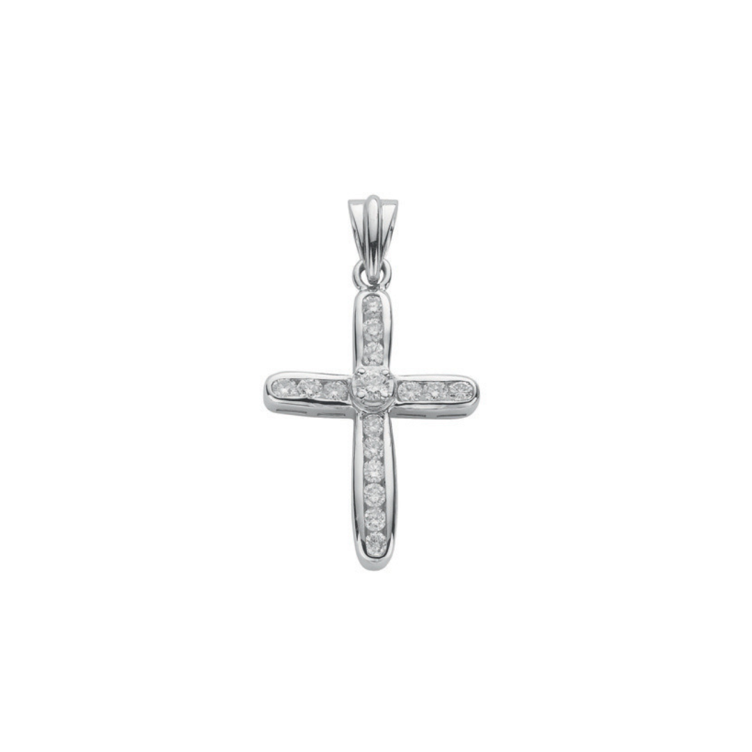 18ct White Gold 0.50ct Diamond Cross Pendant