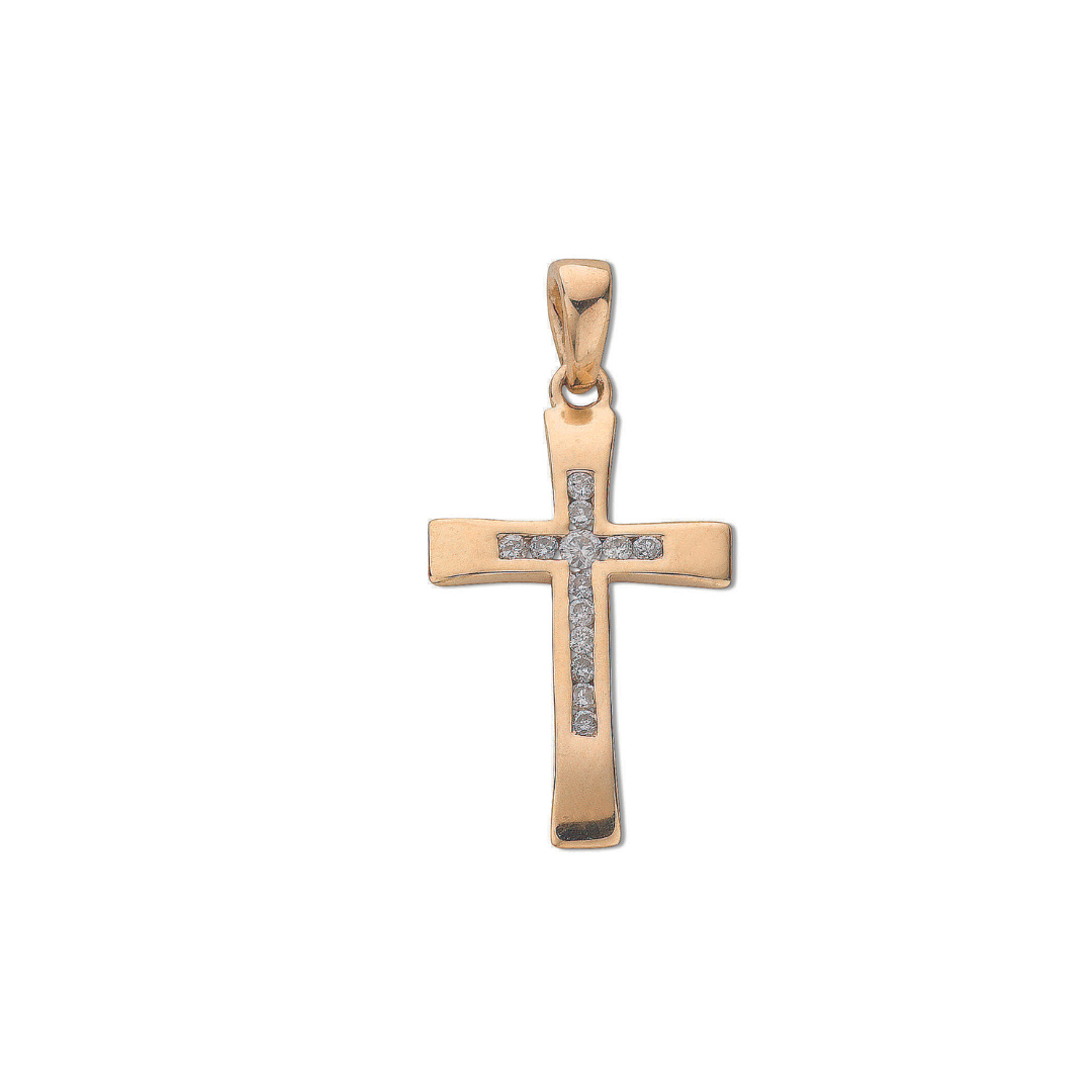 9ct Yellow Gold 0.10ct Diamond Cross Pendant