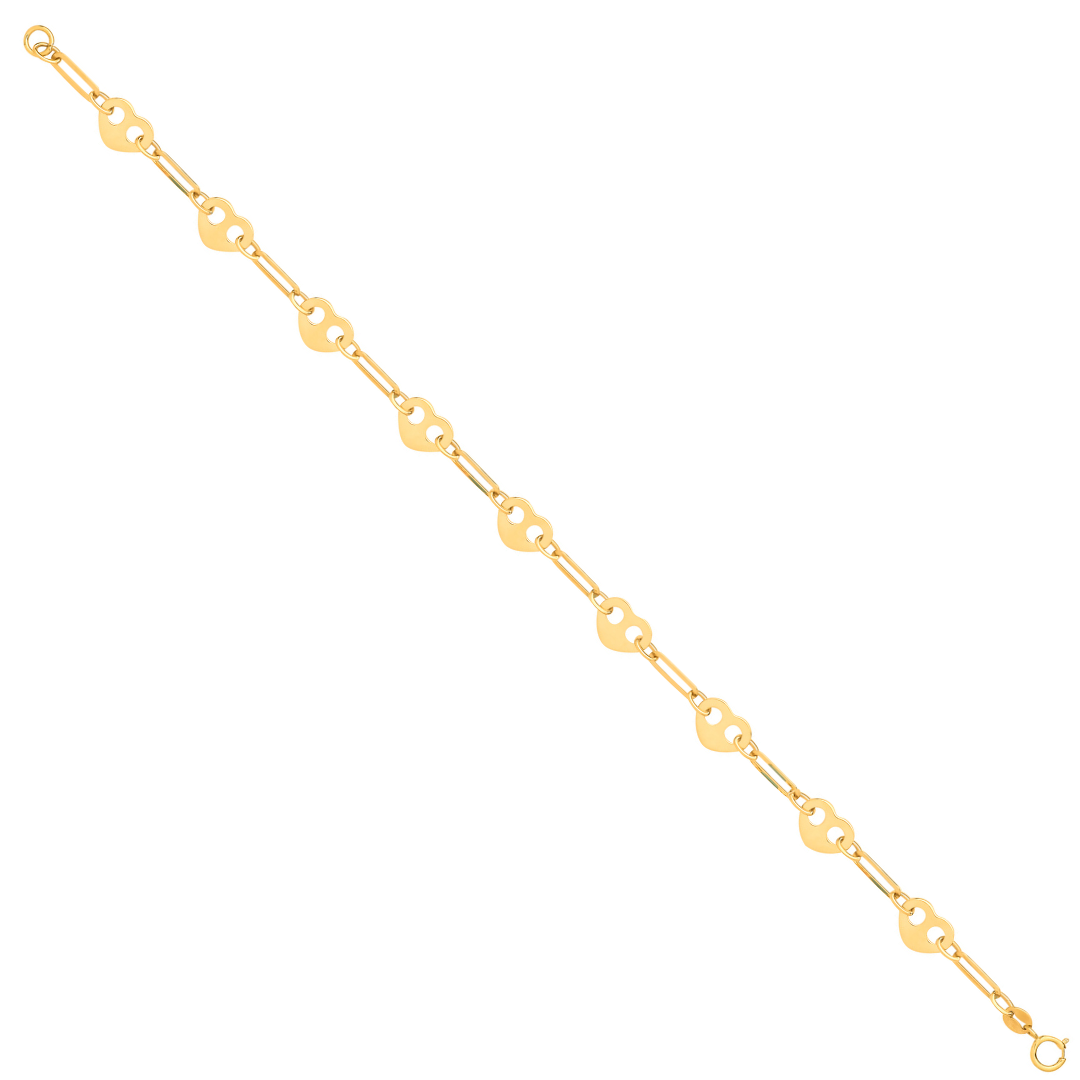 9ct Yellow Gold Hearts Ladies Bracelet