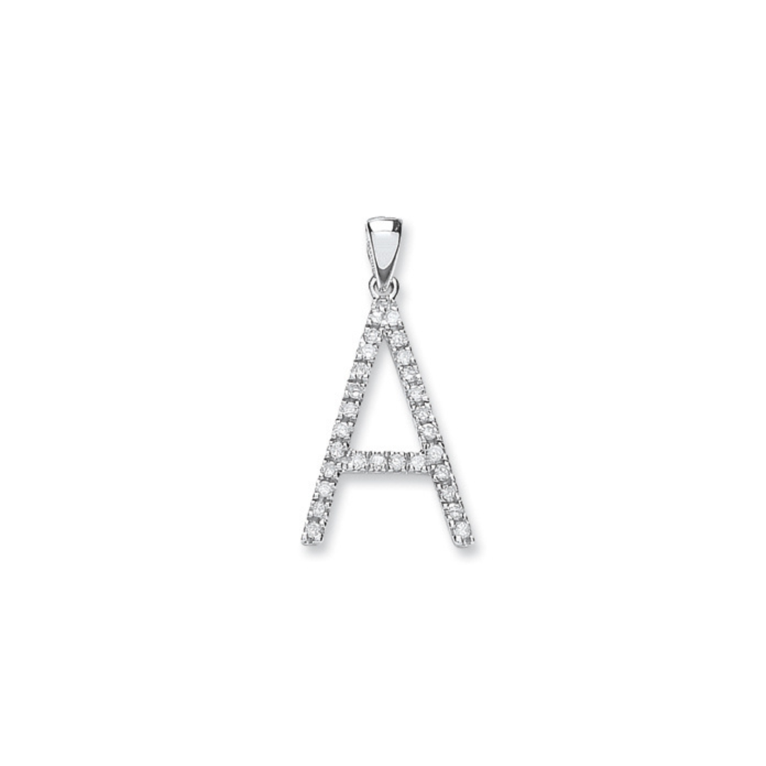 9ct White Gold Diamond Initial Pendants