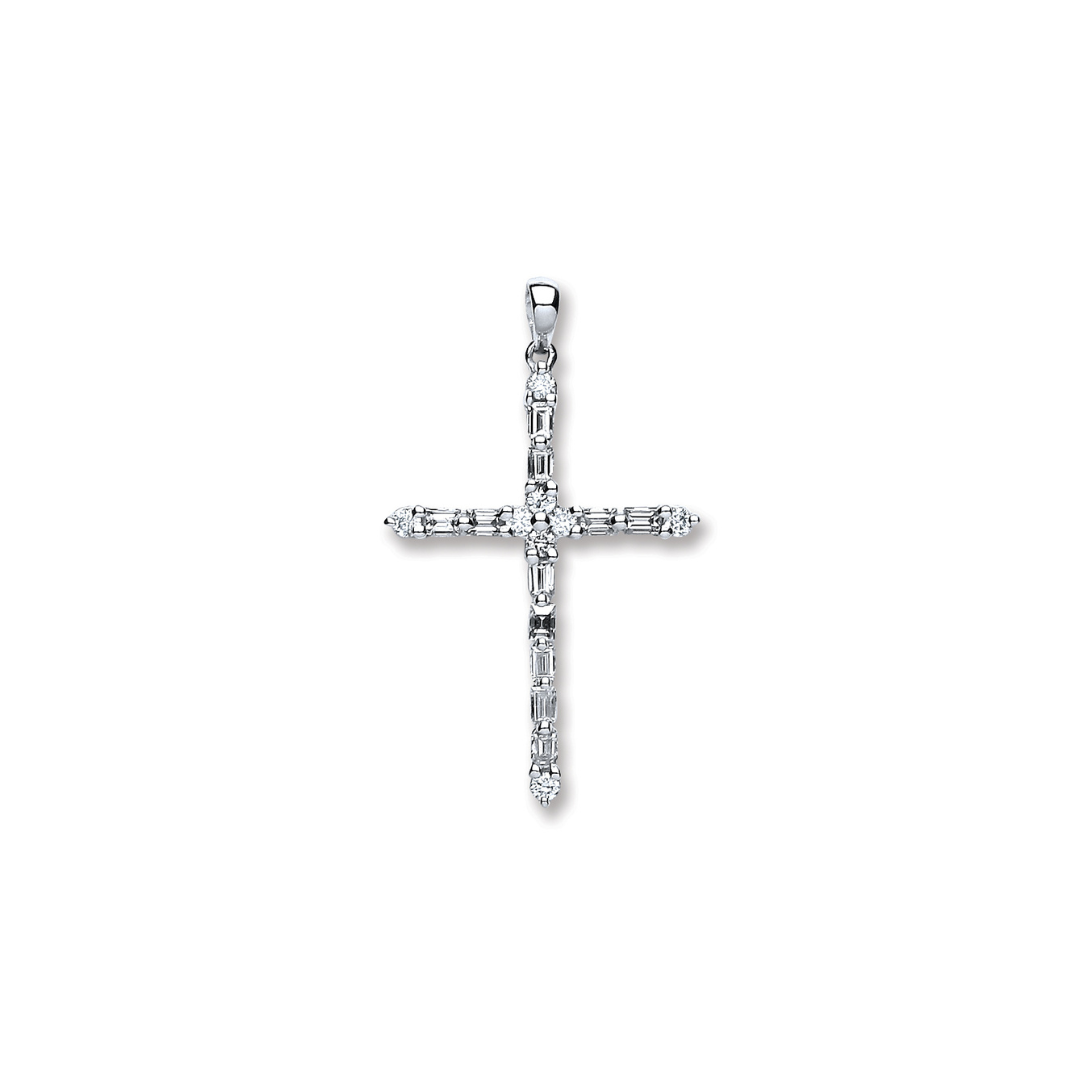 18ct White Gold 0.44ct Diamond Cross Pendant