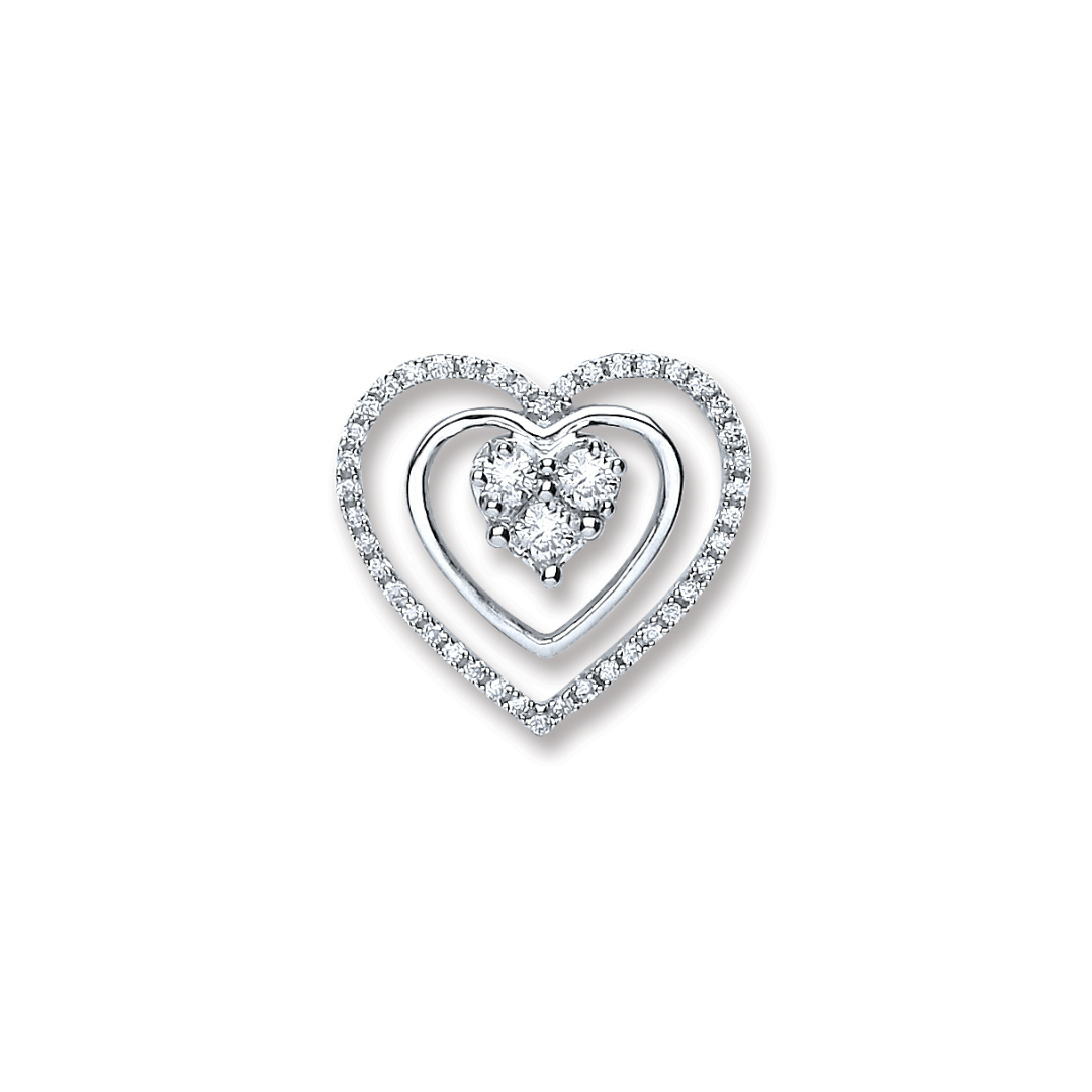 18ct White Gold 0.40ct Diamond Heart Pendant