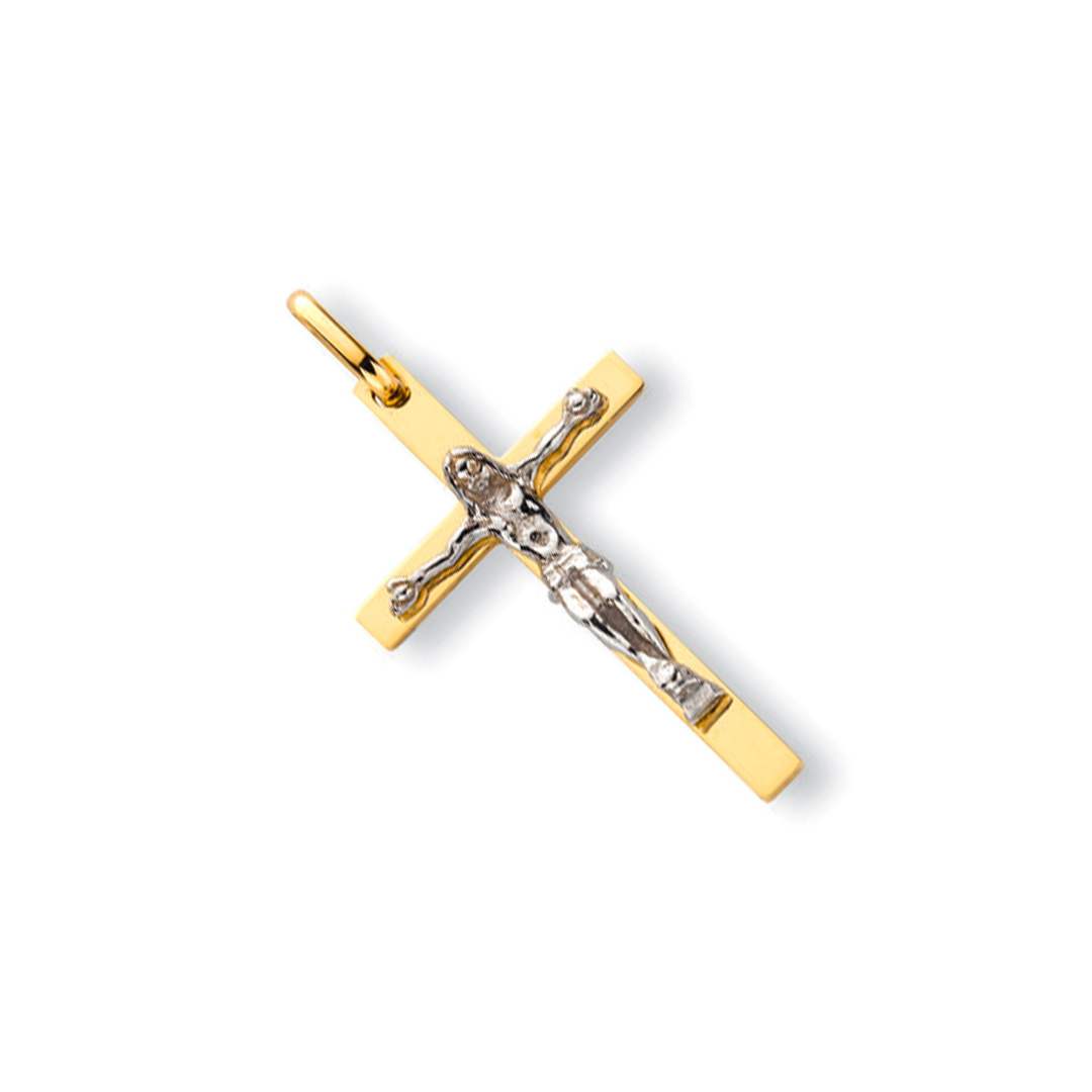 9ct Yellow & White Gold Crucifix