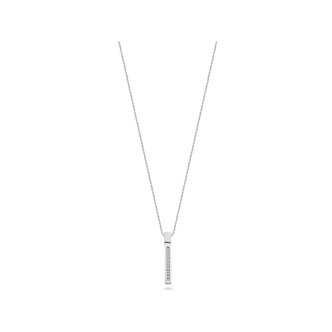 9ct White Gold 0.12ct Diamond Drop Pendant with 18in/45cm Chain