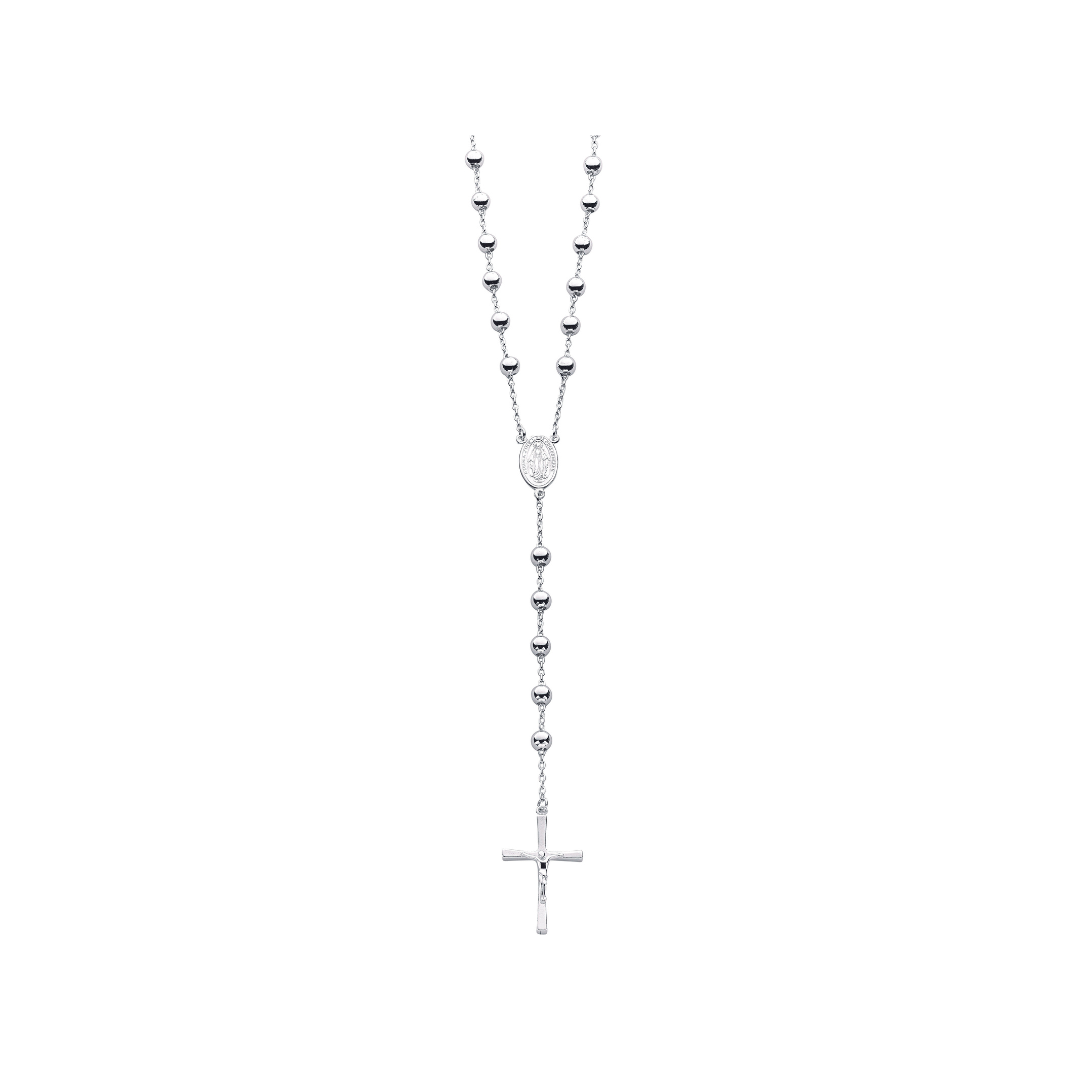 925 Sterling Silver 28" Rosary Beads Chain