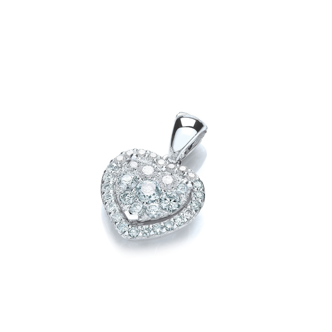 18ct White Gold 0.40ct Diamond Heart Pendant