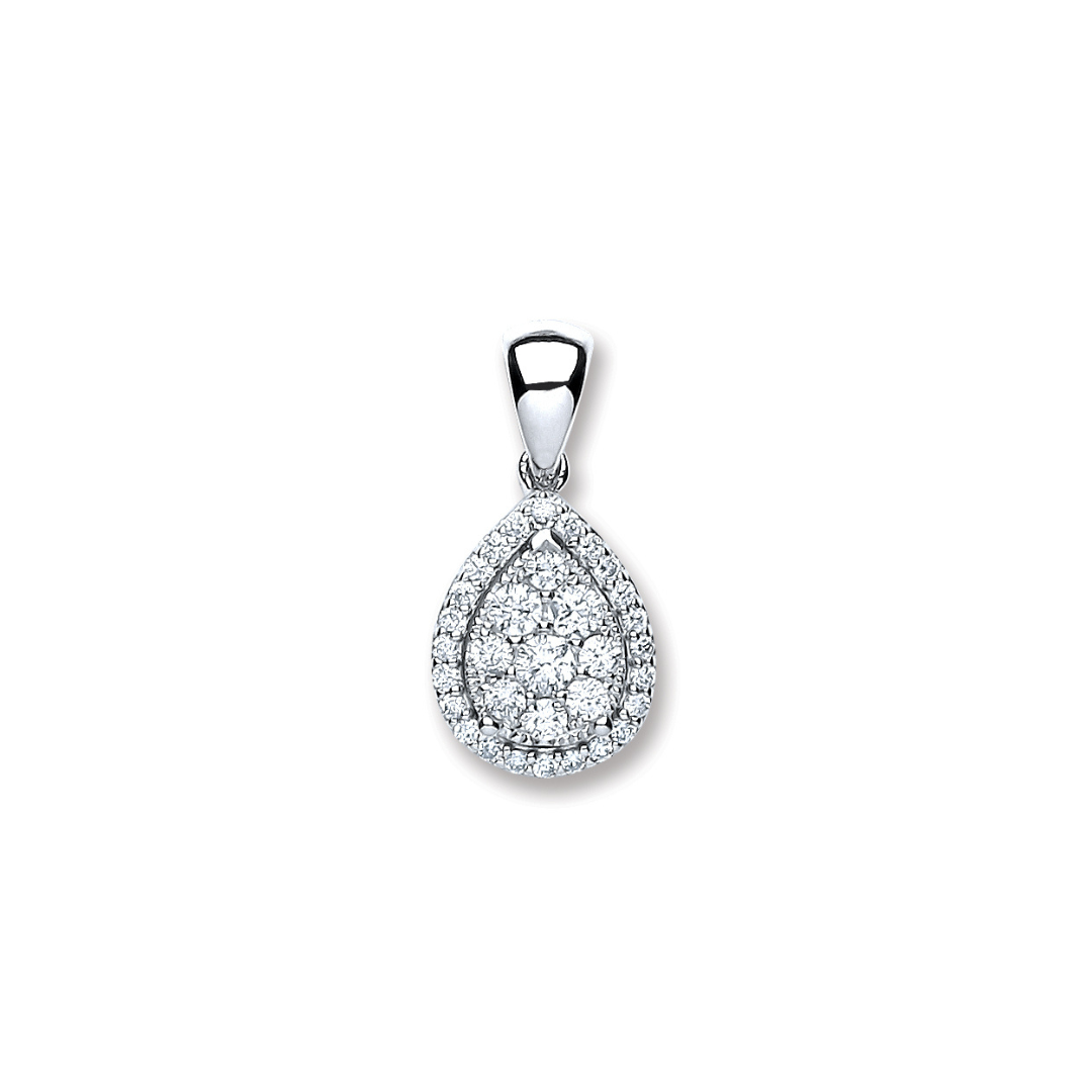 18ct White Gold 0.40ct Diamond Pear Shape Pendant