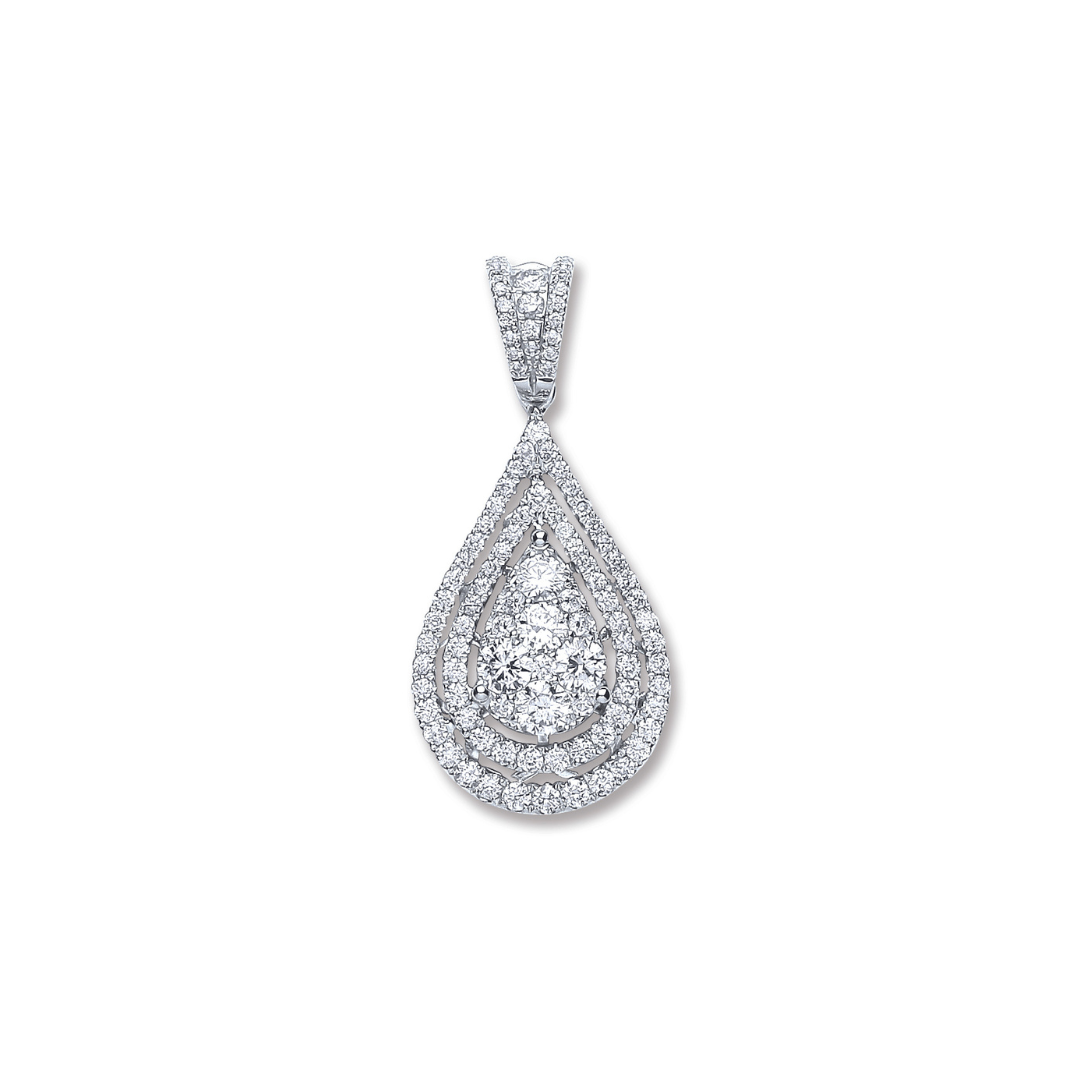 18ct White Gold 1.30ct Diamond Drop Pendant