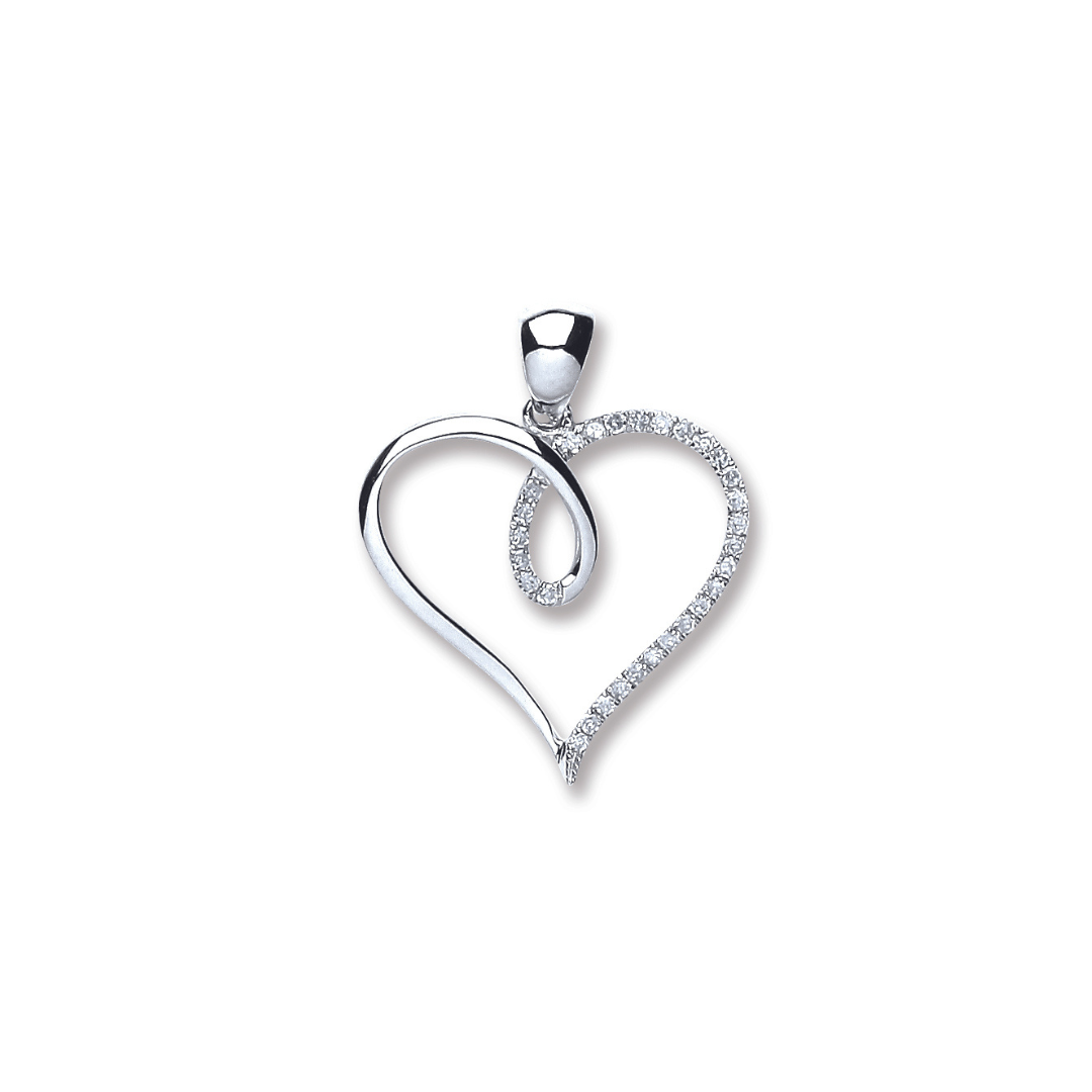 9ct White Gold 0.10ct Diamond Heart Pendant