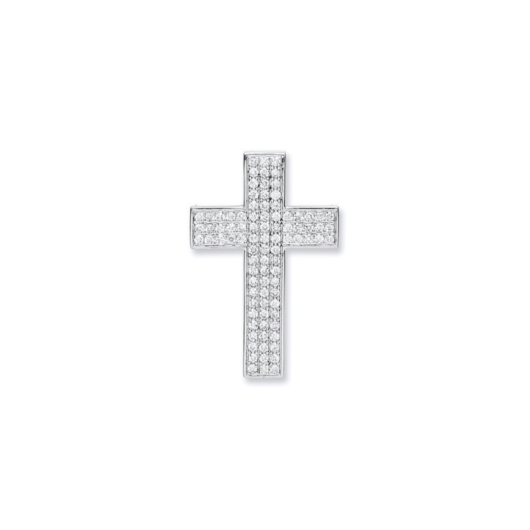 18ct White Gold Pave Set 0.80ct Diamond Cross