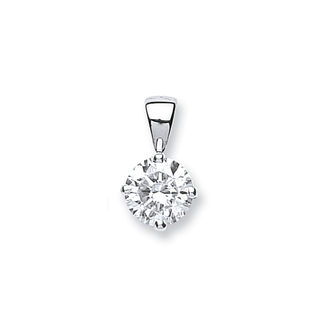 18ct White Gold 1.00ct Claw Set Diamond Solitaire Pendant