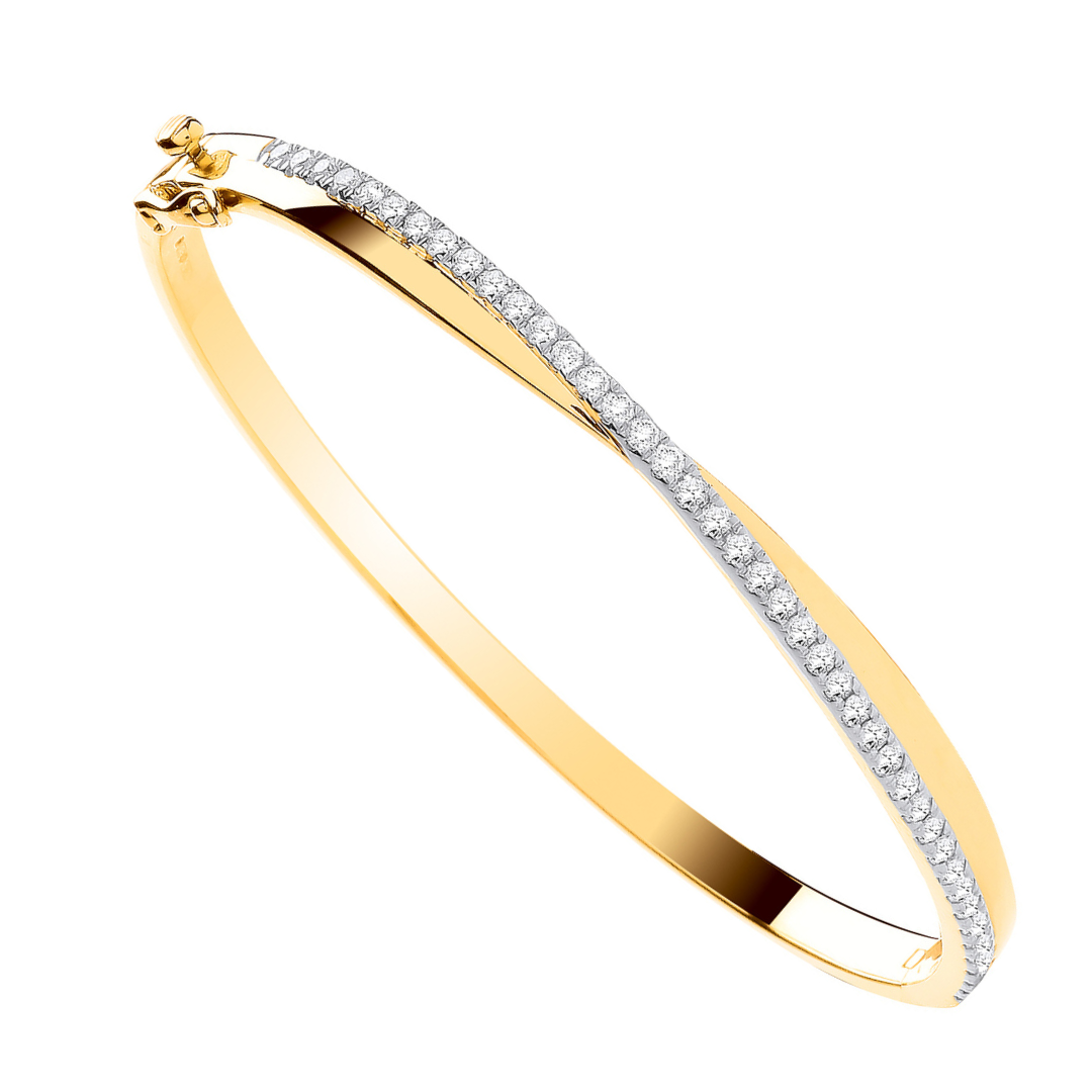 9ct Yellow Gold 1.00ct Diamond Bangle