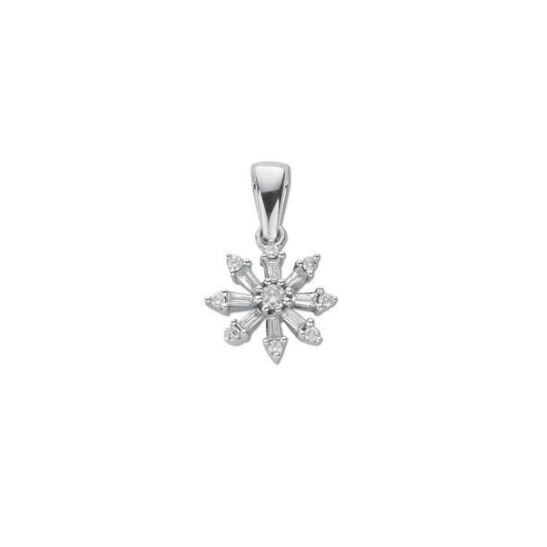 9ct White Gold 0.25ct Diamond Cluster Pendant