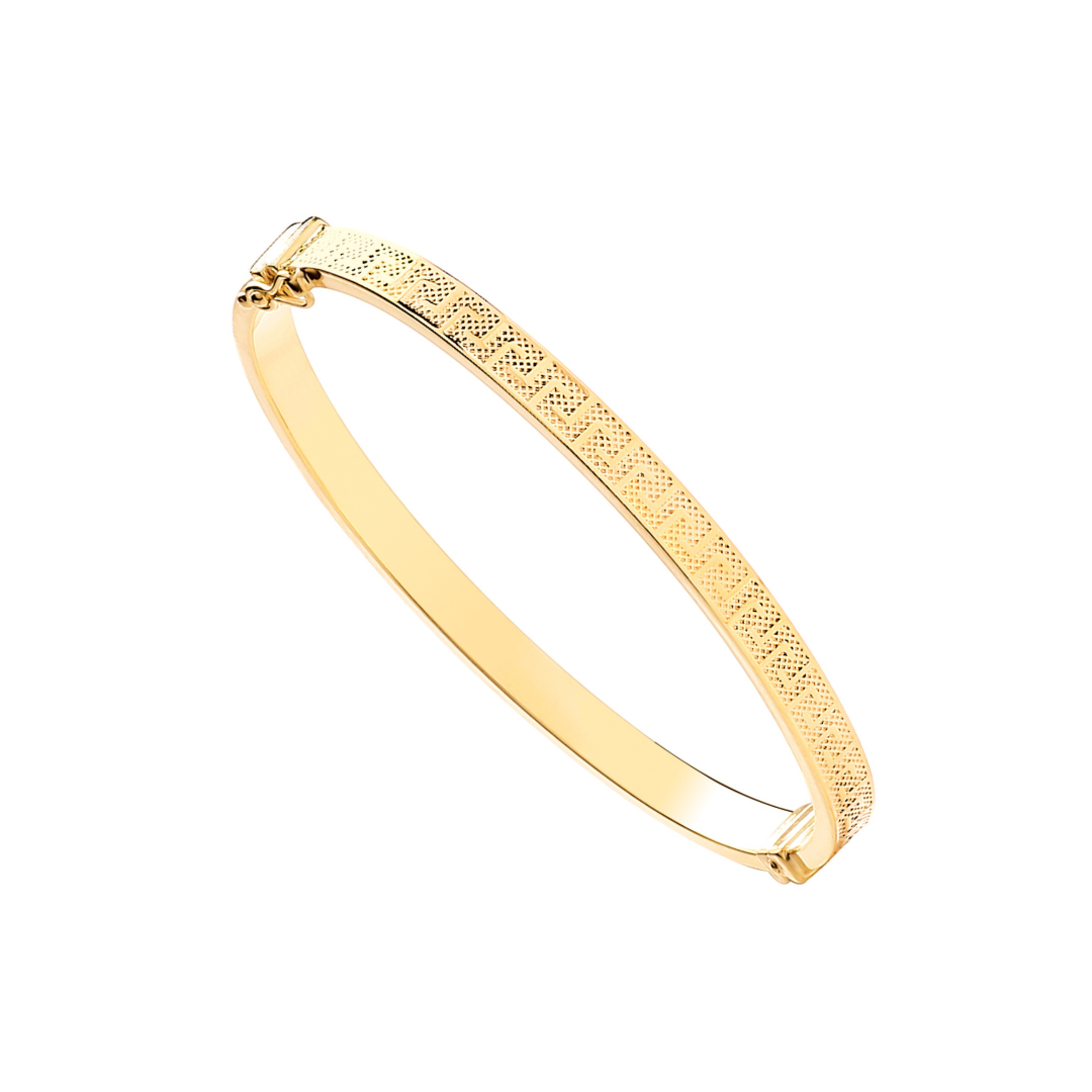 9ct Yellow Gold Greek Key Ladies 5.0mm Bangle