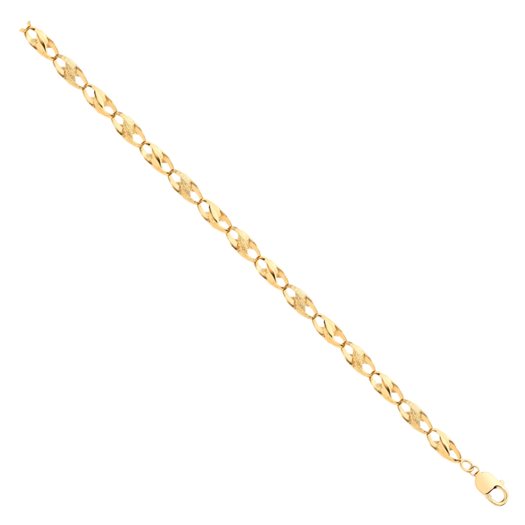 9ct Yellow Gold Plain and Engraved 8.2mm Tulip Chain