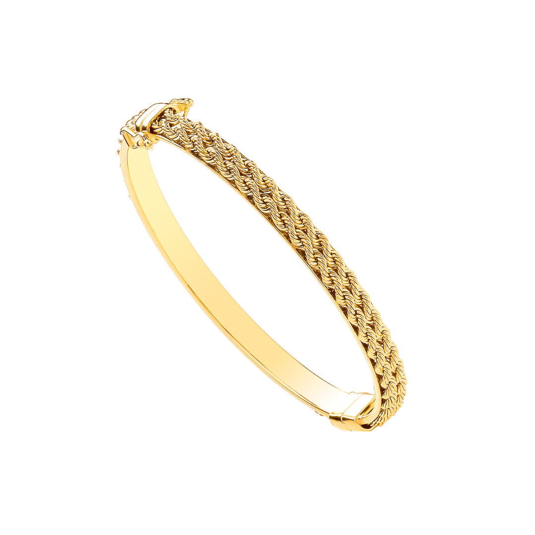 9ct Yellow Gold Rope Chain 5.3mm Hollow Bangle