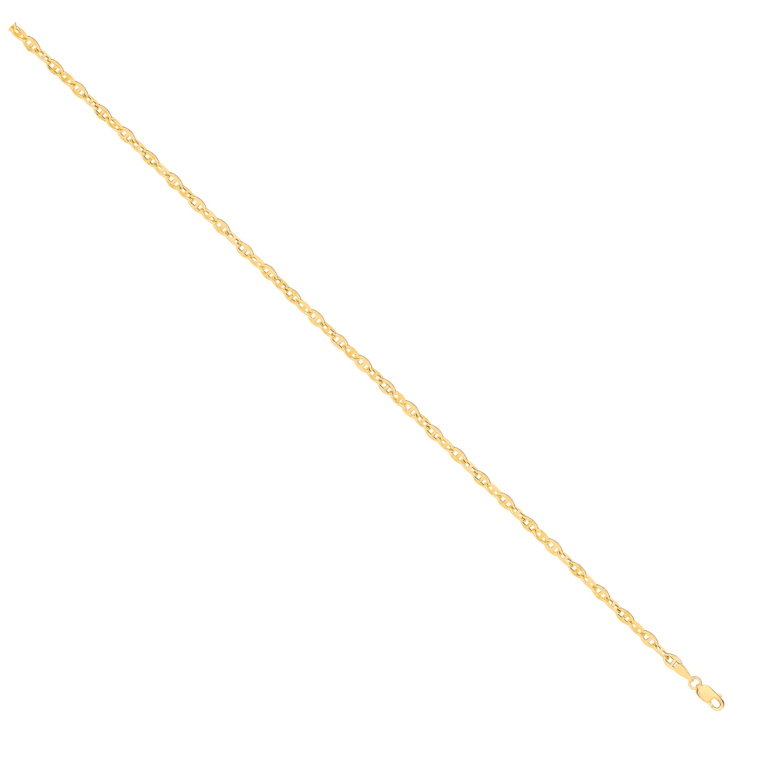 14ct Yellow Gold Hollow Shiny Anchor 3.3mm Chain