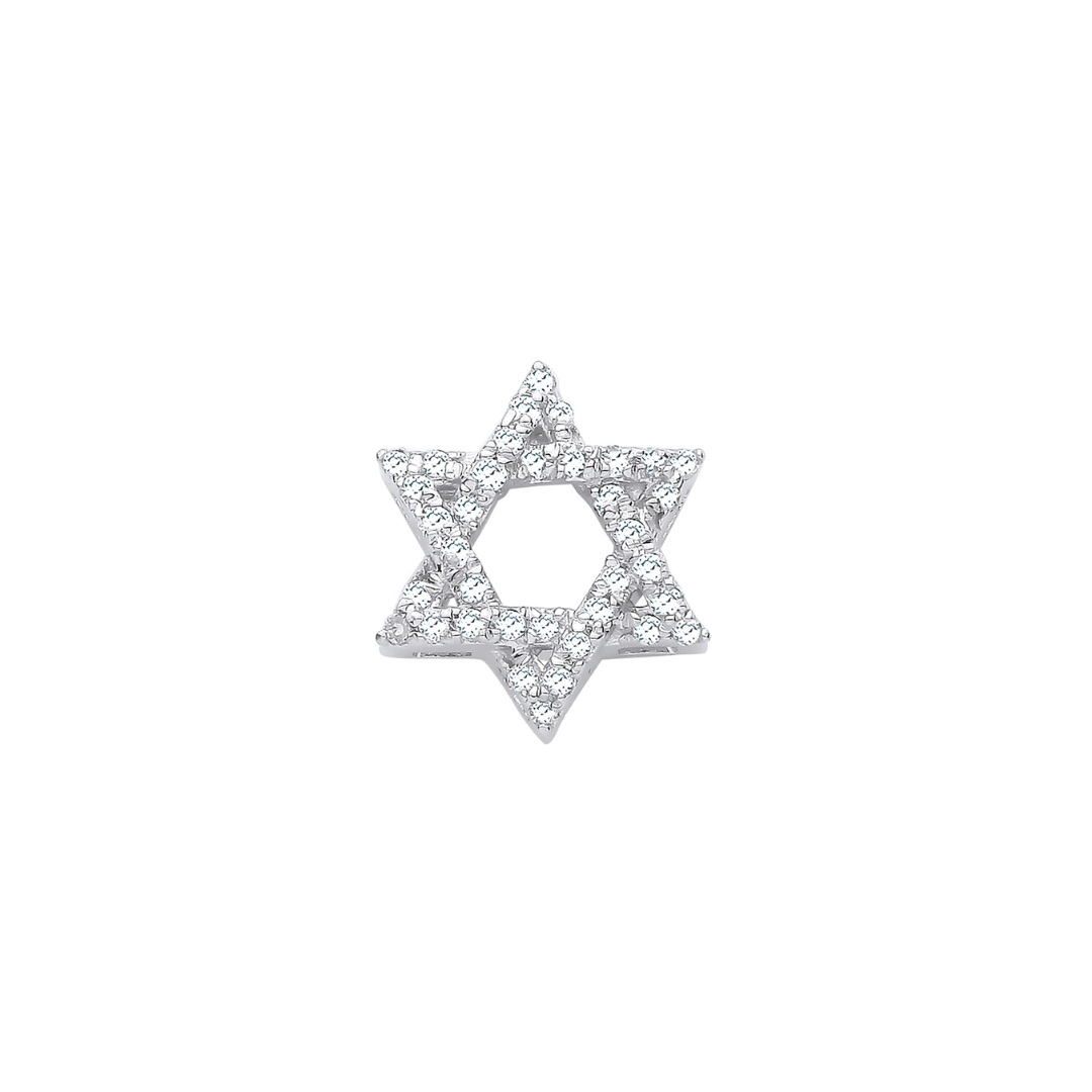 9ct White Gold 0.10ct Diamond Star of David Pendant