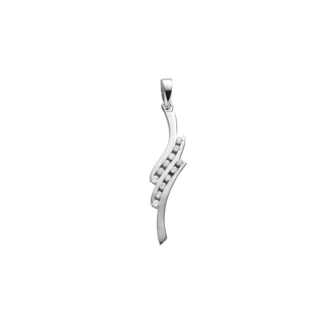 9ct White Gold 0.15ct Diamond Drop Pendant