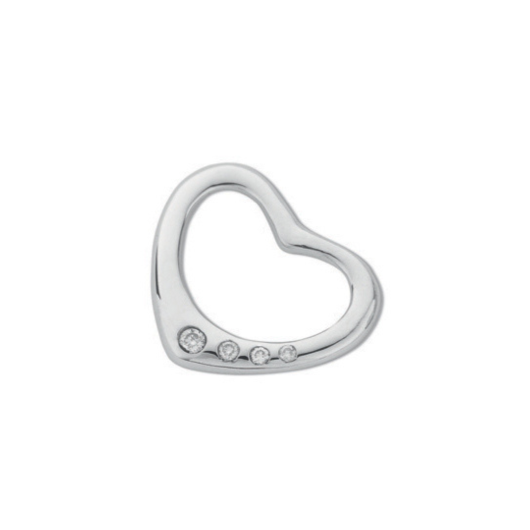 9ct White Gold 0.07ct Diamond Heart Pendant